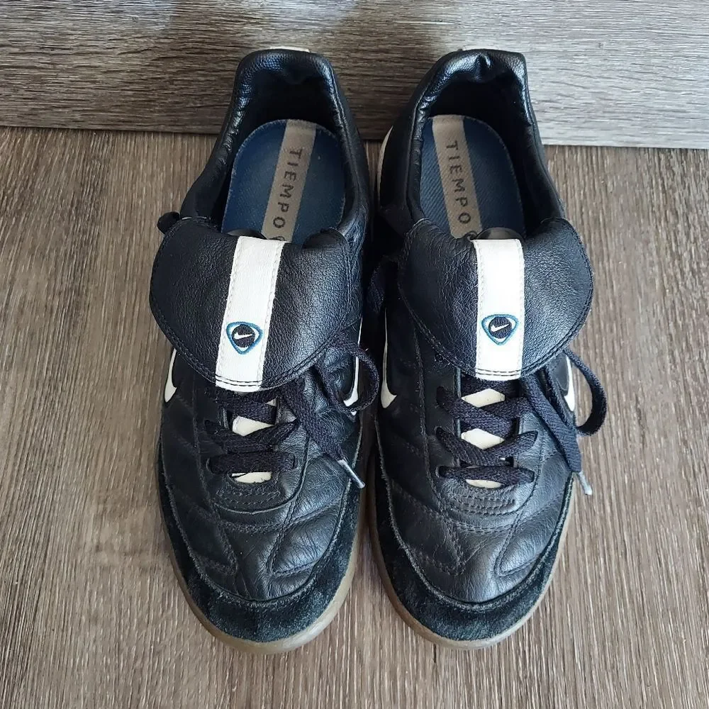 Nike Zoom Air Tiempo Premier Black and White Indoor Soccer Shoes Size 7
